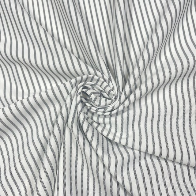 White Colour Zara Lycra Stripes Fabric