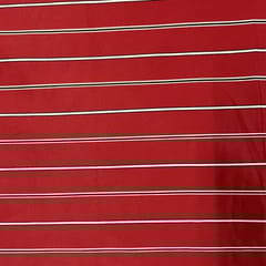 Rust Colour Mettalic Lycra Stripes Fabric