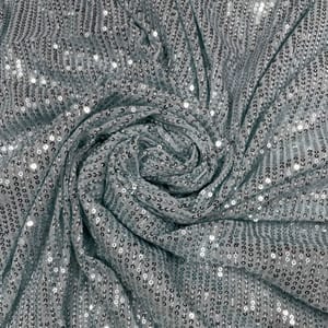 Pastel Blue Colour Lycra Sequins Embroidered Fabric