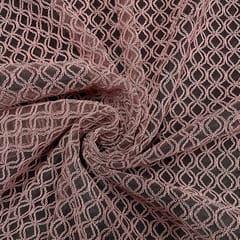 Pink Colour Net Embroidered Fabric
