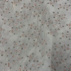 Light Peach Colour Chiffon Embroidered Fabric