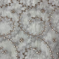 Off White Colour Chiffon Embroidered Fabric