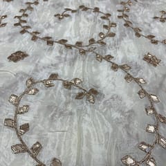 Off White Colour Chiffon Embroidered Fabric