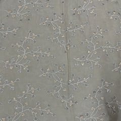 Beige Colour Chiffon Embroidered Fabric