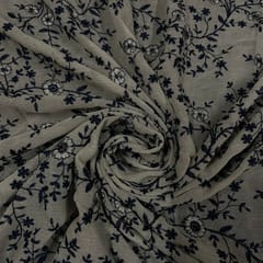Off White Colour Chiffon Embroidered Fabric
