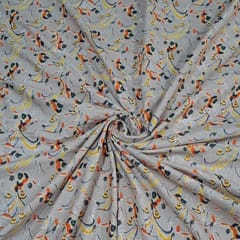 Beige Colour Cotton Linen Printed Fabric