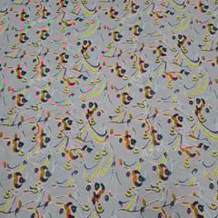 Beige Colour Cotton Linen Printed Fabric