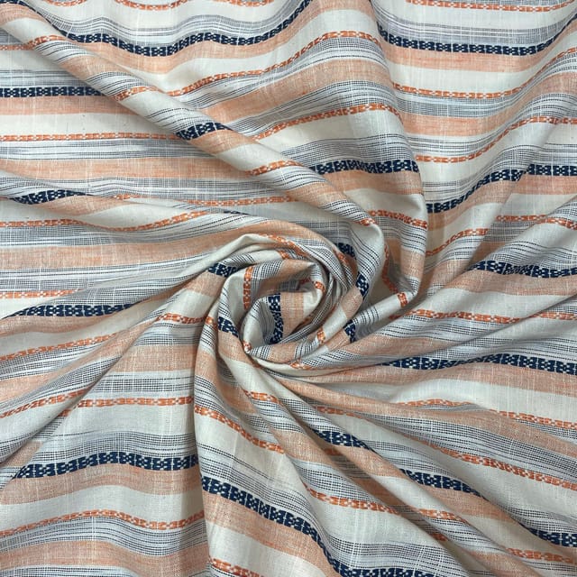 Peach Colour Yarn Dyed Cotton Fabric
