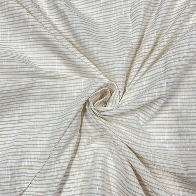 Cream Colour Yarn Dyed Cotton Fabric