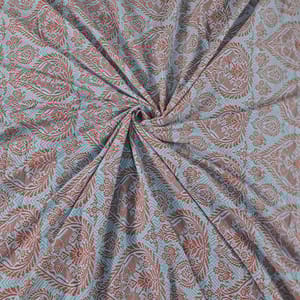 Sky Blue Colour Corduroy Printed Fabric