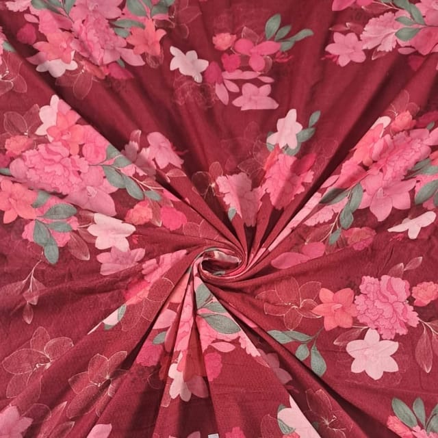 Maroon Colour Corduroy Printed Fabric