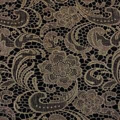 Golden Colour Prada Net Two Tone Cutwork Embroidered Fabric