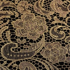 Golden Colour Prada Net Two Tone Cutwork Embroidered Fabric