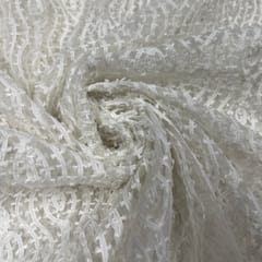 White Colour Net Embroidered Fabric