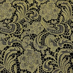 Golden Colour Prada Net Cutwork Embroidered Fabric