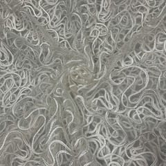 White Colour Net Embroidered Fabric
