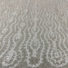 White Colour Net Embroidered Fabric