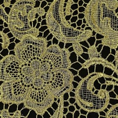 Golden Colour Prada Net Cutwork Embroidered Fabric