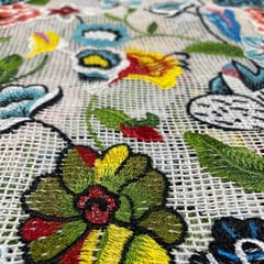White Colour Net Embroidered Fabric