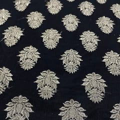 Black Colour Net Embroidered Fabric