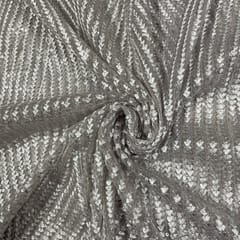 Lavender Colour Net Embroidered Fabric