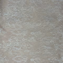 Peach Colour Organza Net Embroidered Fabric