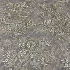 Gold Colour Net Embroidered Fabric