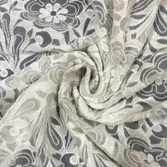 White Colour Net Embroidered Fabric