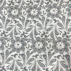 White Colour Net Embroidered Fabric