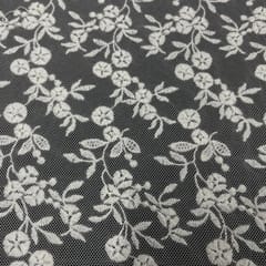 White Colour Net Embroidered Fabric