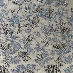 Multi Colour Net Embroidered Fabric
