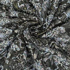 Multi Colour Net Embroidered Fabric