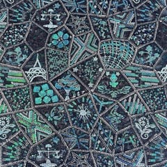 Blue Colour Net Embroidered Fabric