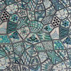 Blue Colour Net Embroidered Fabric
