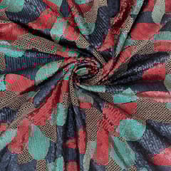 Red Colour Net Embroidered Fabric