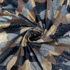 Blue Colour Net Embroidered Fabric