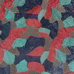 Red Colour Net Embroidered Fabric