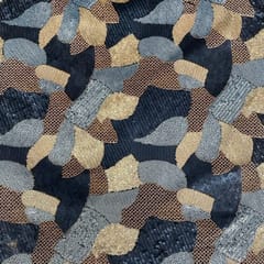 Blue Colour Net Embroidered Fabric