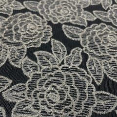 Light Gold Colour Net Embroidered Fabric