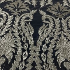 Gold Colour Net Embroidered Fabric