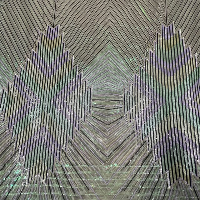 Beige Colour Net Embroidered Fabric