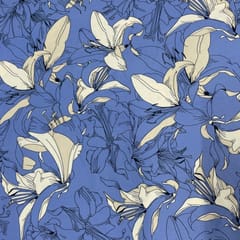 Sky Blue Colour Rayon Printed Fabric