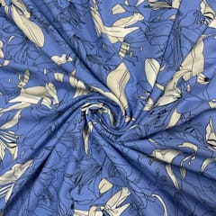 Sky Blue Colour Rayon Printed Fabric