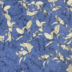 Sky Blue Colour Rayon Printed Fabric
