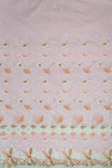 Pink Colour Cotton Embroidered Fabric