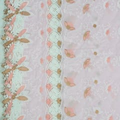 Pink Colour Cotton Embroidered Fabric