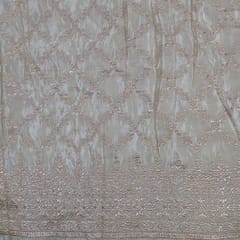 Dyeable Tissue Uppada Embroidered Fabric