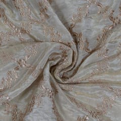 Dyeable Tissue Uppada Embroidered Fabric