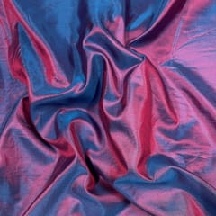 Maroon and Blue Colour Two Tone Pure Silk Fabric