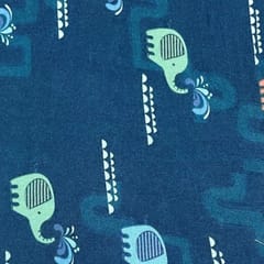 Blue Colour Rayon Printed Fabric